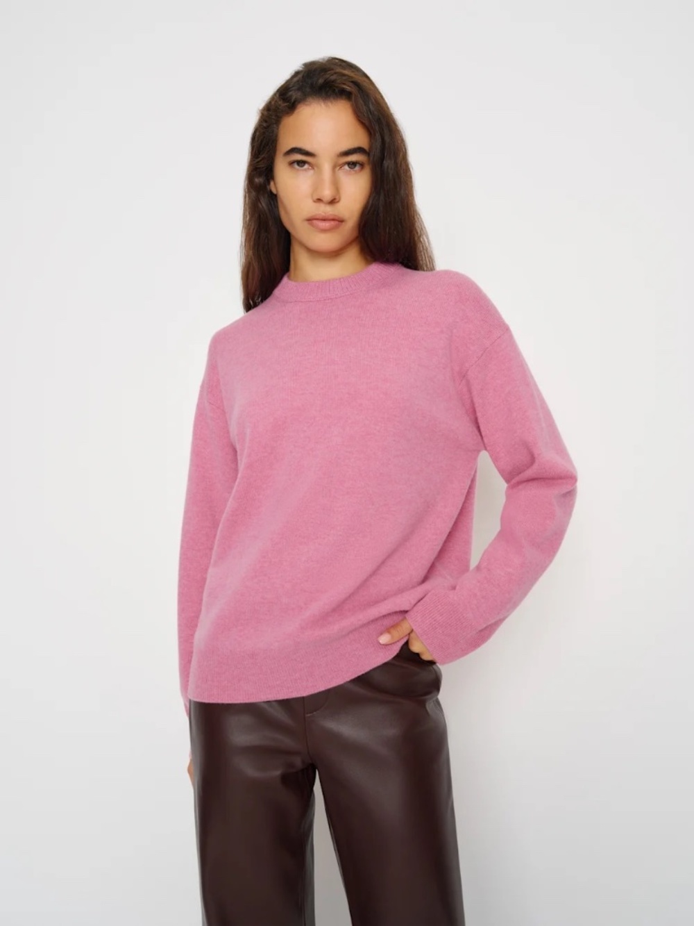 Reformation Fabian Crew Sweater - Peony